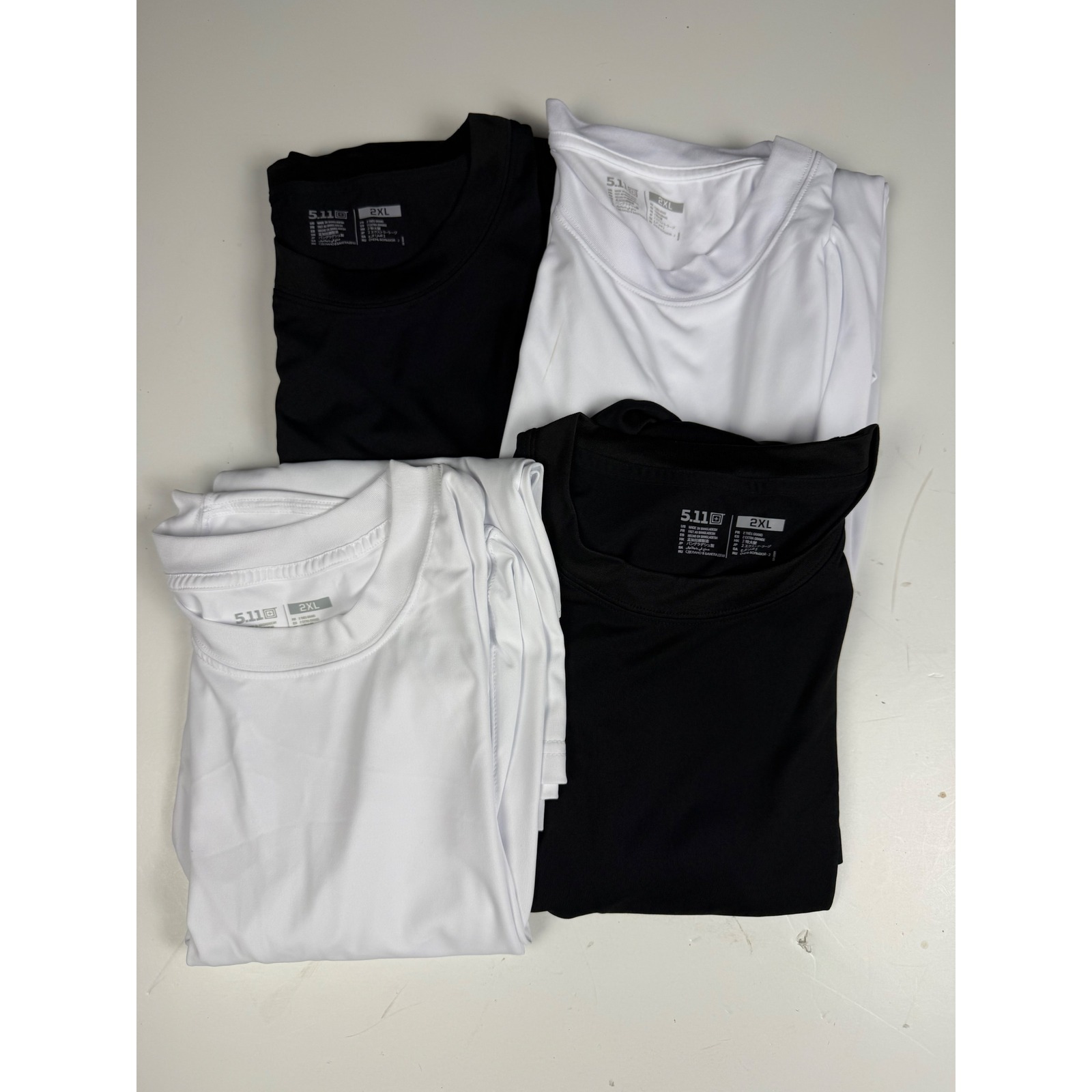5.11 Tactical Mens 2xl Long Sleeve Performance Shirt Lot 4 Pack Black White 2xl
